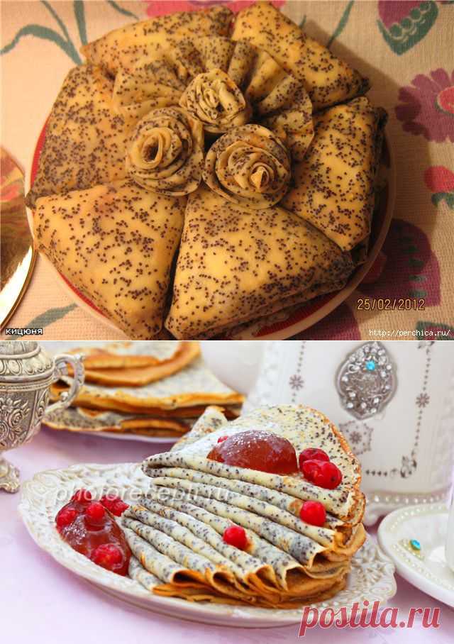 Как приготовить и свернуть блины с маком треугольником