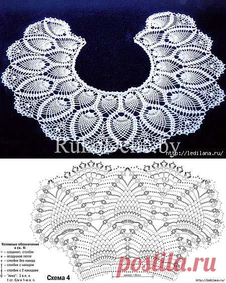 Вязание. Кружевной воротник крючком.