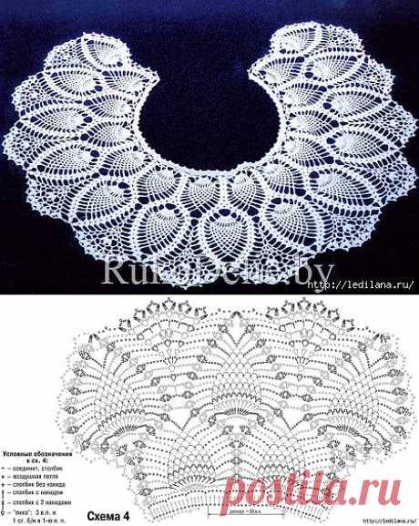 Вязание. Кружевной воротник крючком.