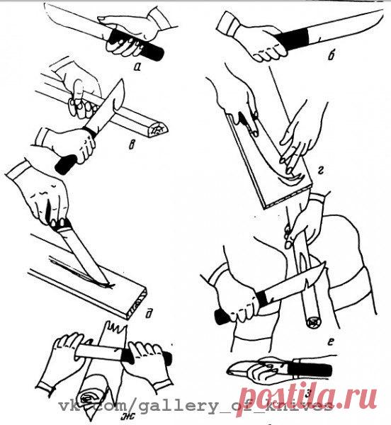 Рабочие качества охотничьего ножа. 

Рабочие качества ножа зависят не только от размеров (длины, ширины, толщины) клинка, его формы - многое зависит от рукоятки, наличия или отсутствия упоров. Овальная, гладкая, сравнительно длинная рукоятка, на треть превышающая ширину руки, предпочтительнее при длительной работе с ножом. Кстати, грубые и аляповатые рукоятки ножей Производственного комбината МООиР быстро набивают мозоли при достаточно интенсивной работе. Упоры не нужны ох...