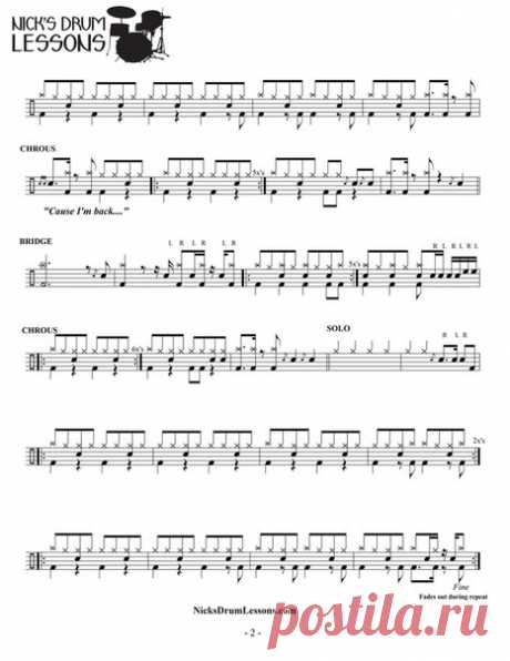 Ноты к AC/DC “Back In Black”. Классическая партия от Phil Rudd.