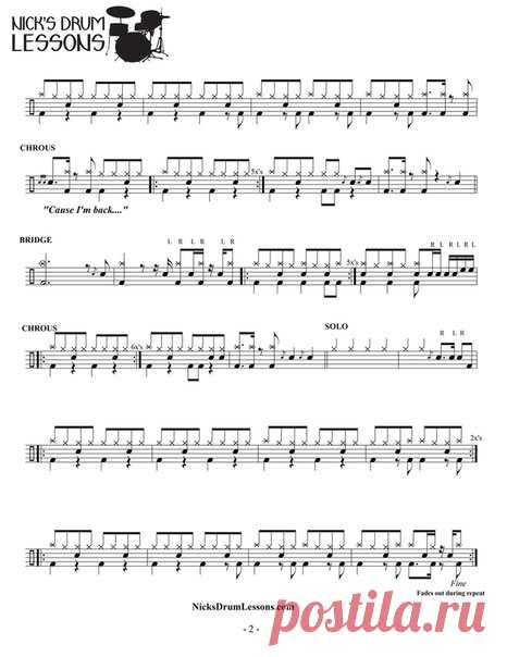 Ноты к AC/DC “Back In Black”. Классическая партия от Phil Rudd.