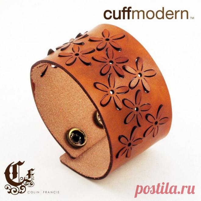 Bloompop...laser cut leather cuff bracelet