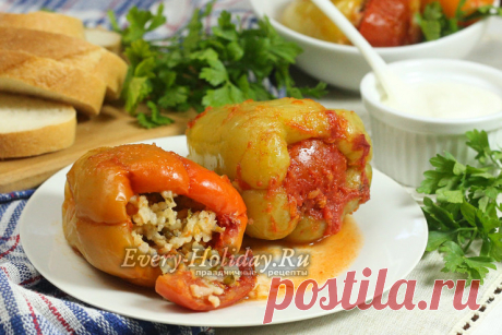 Перец фаршированный мясом и рисом, пошаговый рецепт в кастрюле