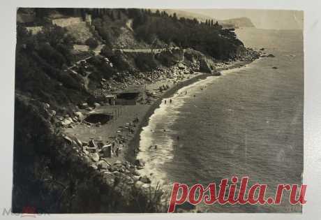 М3435. Фотографическая открытка "Крым. Пляж в Мисхоре". Фото Фабисовича Изд. Союзфото, 1932г., 9 х 1