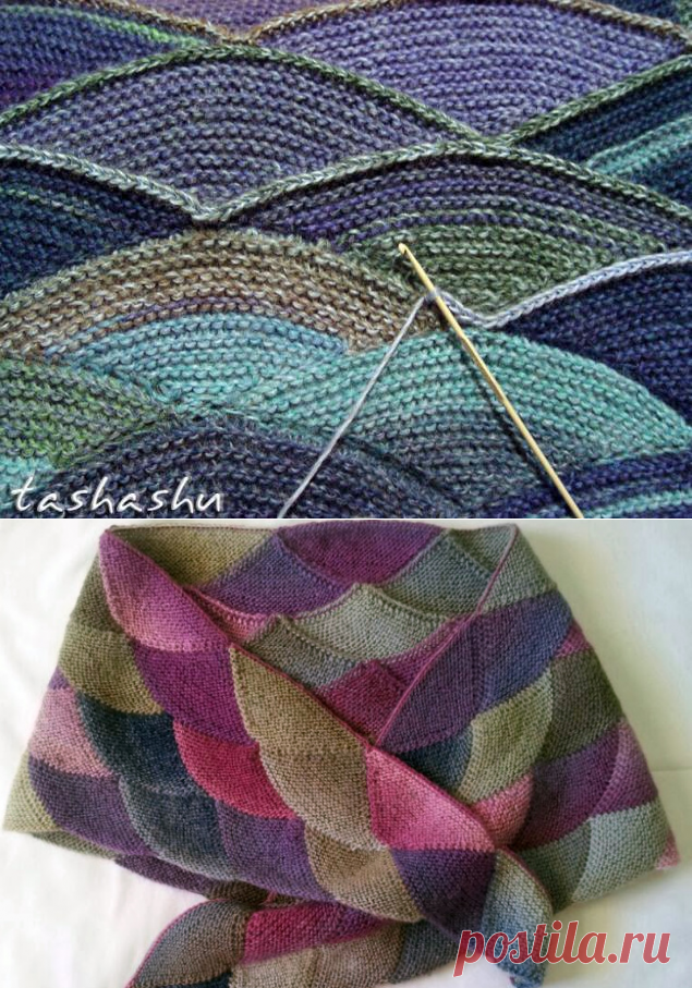 Мастер-класс узора спицами *Чешуя дракона* в технике пэчворк - Modnoe Vyazanie ru.com