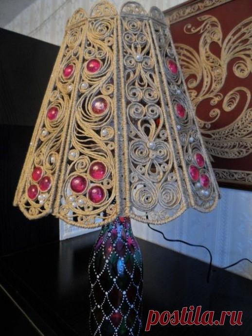 Необычный абажур из джута: мастер-класс