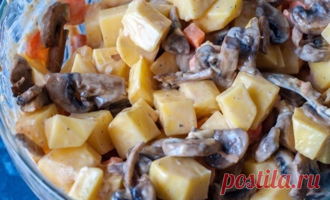 Запеченная картошка с грибами в рукаве. Очень быстрый рецепт! Объедение!