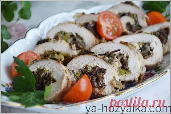 Куриный рулет с баклажанами. Куриный рулет пп