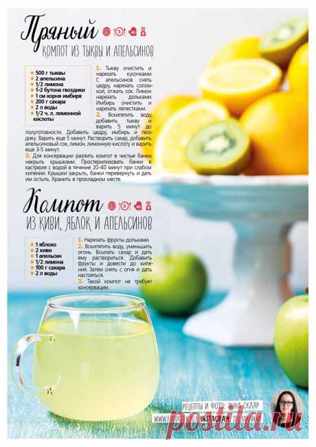 Пряный компот из тыквы и апельсинов. Компот из киви, яблок и апельсинов