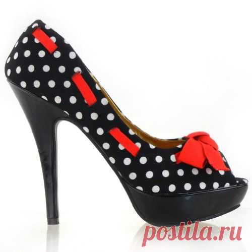Show Story Sexy Peep Toe Polka Dots Bow Platform Stiletto High Heel Pump,LF30421[Was $59.99 Now 	$34.99 ]