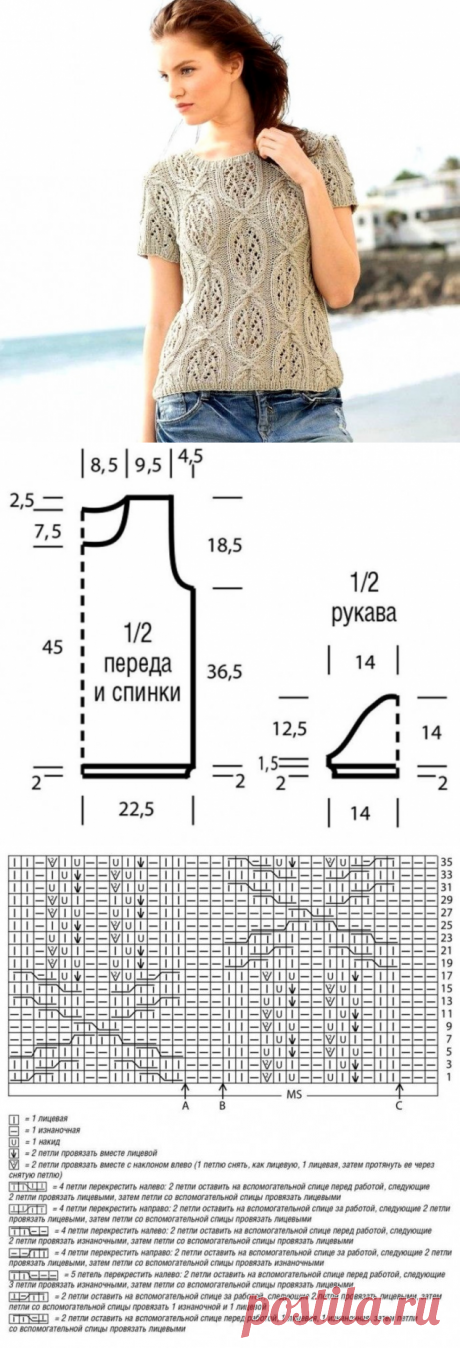 Джемпер с интересным узором: схема и описание