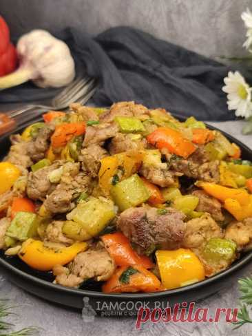 Свинина с кабачками и болгарским перцем на сковороде — рецепт с фото пошагово