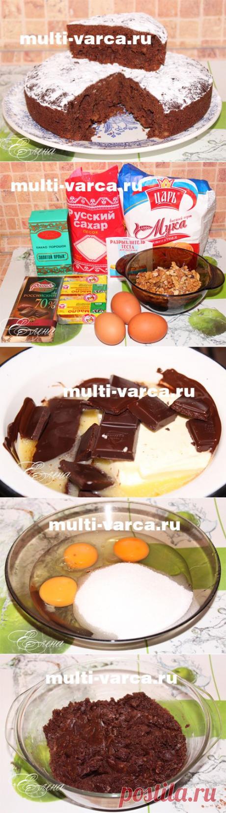 Шоколадный торт "Брауни" в мультиварке, рецепт с фото