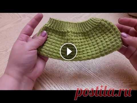 ОДНИМ ПОЛОТНОМ!!! Тапочки-следки на двух спицах №20 Подошва 22-23см.....