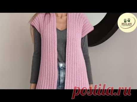 Chaleco Alaska 😍 Crochet fácil en una pieza, derechito y en todos los talles #ganchillo #crochet