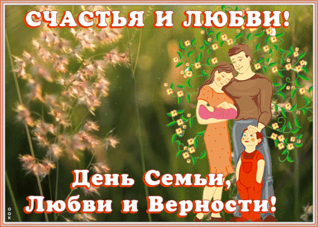 В день верности, семьи, любви желаю,
Всегда поддержку близких ощущать.
Пусть счастье ежедневно прибывает,
Чтоб через край судьбу переполнять!