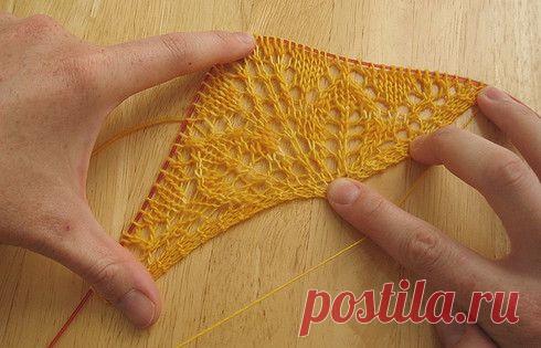 Как начать треугольную шаль с ленточки.