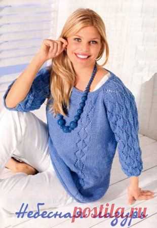 Синий пуловер-реглан - Жакеты,полуверы, свитера