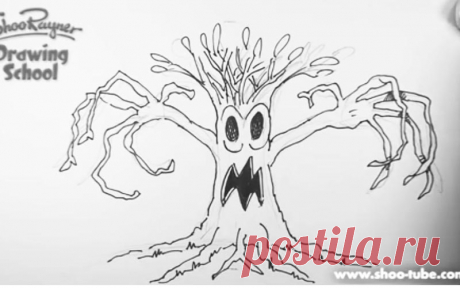 Как нарисовать сказочное злое дерево