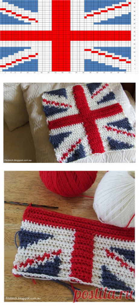 FitzBirch Crafts: Cool Britannia Crochet Cushion Cover