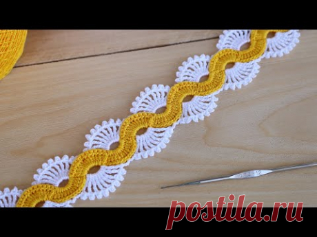 Очень простое ЛЕНТОЧНОЕ КРУЖЕВО вязание крючком для начинающих Easy to Crochet TAPE LACE Tutorial