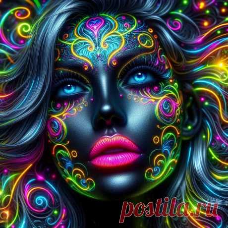 Неоновое сияние: завораживающая девушка с татуировками в стиле киберпанк и ярким акцентом на лице. Генерация из нейронной сети Dalle 3 - Dalle примеры промтов - Форум ИИ о нейросетях - Yes Ai