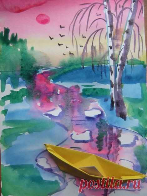 ​Пейзаж с лодкой