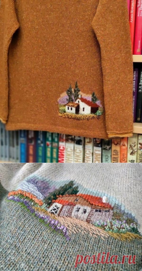 ​Домики на трикотаже