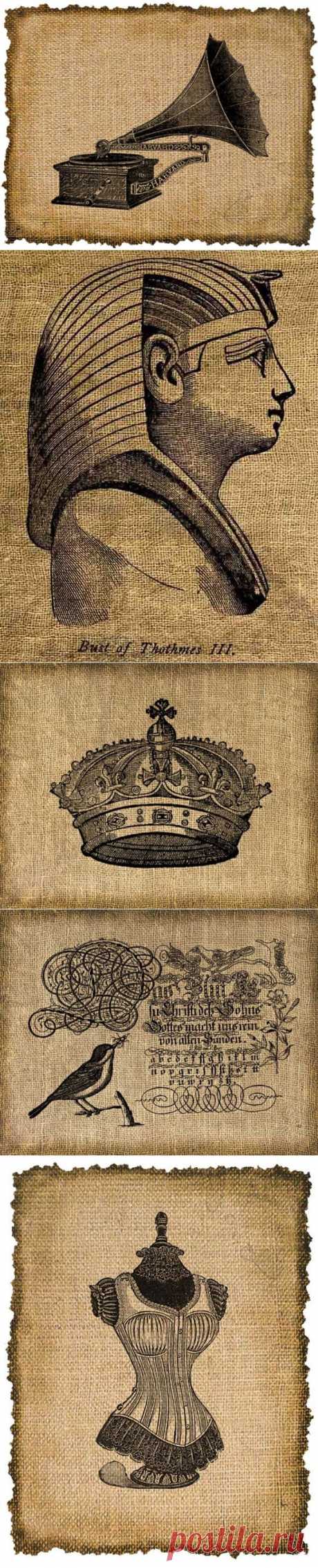 Винтажные изображения на мешковине от OVArtstore. Часть 1