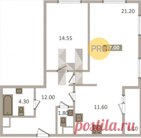 2 ккв. 66,00 м2 в Европа Сити 3 оч. корп. 10 секция 1