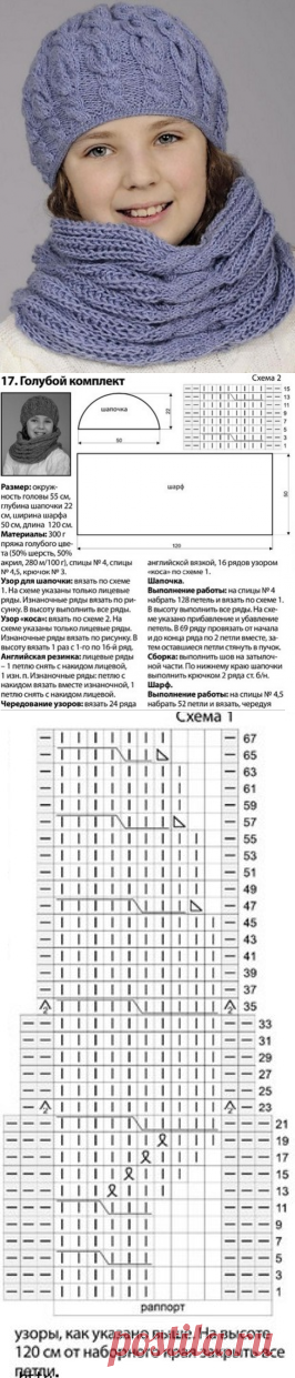 Шапочка и шарф схема