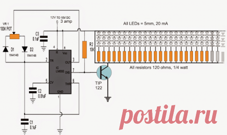 The post discusses a 555 based PWM circuit which can be implemented as a 150 nos or more LED light intensity controller circuit. The idea was requested by Mr. Anil The Circuit  Request I want to run 150LEDs of 5mm with help of IC555 on Pulse & continuous mode. I want use 12V/5A DC supply ... Read more150 LED PWM Controlled Tubelight Circuit