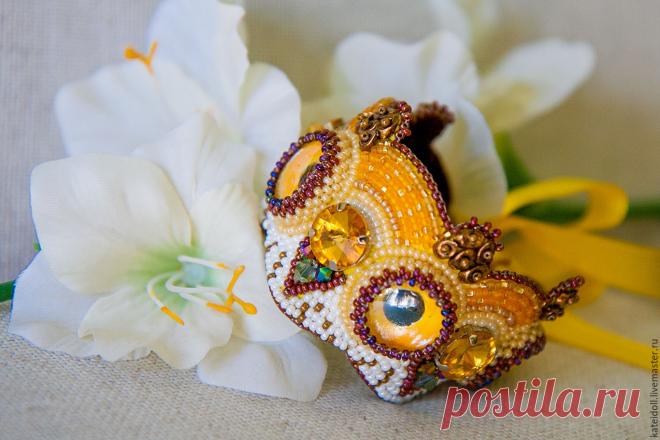 Купить Браслет "Легенды ночных стражей" - желтый, Медовый, золотой, коричневый, медный, совы, сова