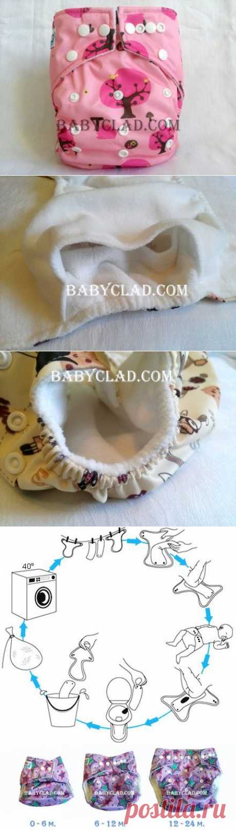 Многоразовые подгузники babyLand розовые деревя