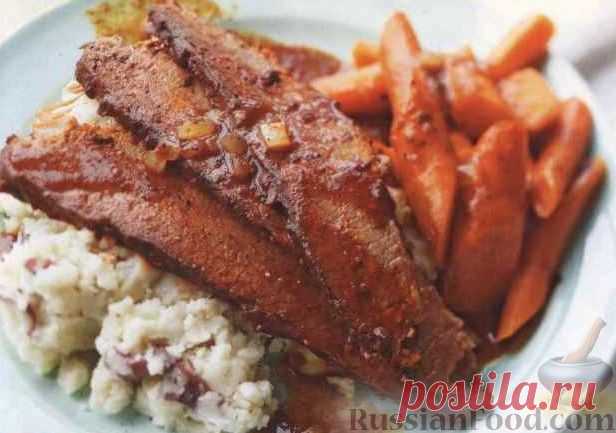 Рецепт: Говяжья вырезка, тушенная в медленноварке на RussianFood.com