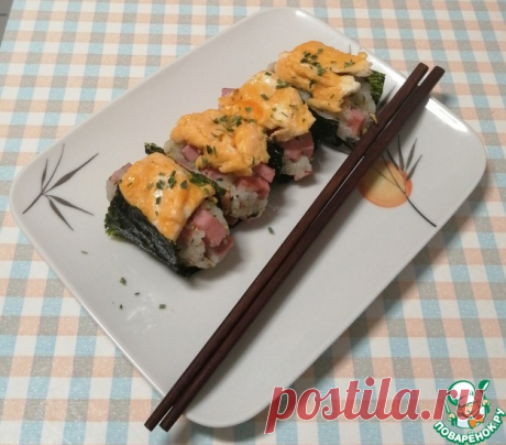 Рисовые шарики с яйцом и колбасой Кулинарный рецепт