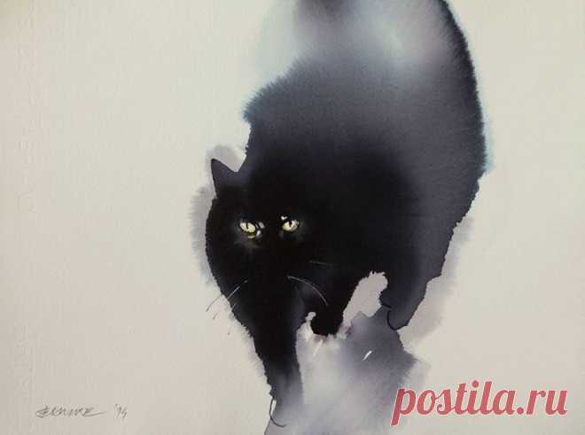 Акварельные коты (12 фото)