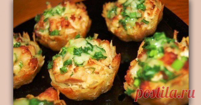 Картофель с курицей под чесночным соусом в тарталетках • Сияние Жизни