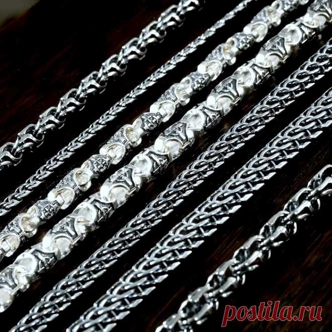 Цепи из серебра 925 пробы Цепи ручного плетения из серебра 925 пробы с чернением и родированием. Все изделия освящены. Доставка по всей России.