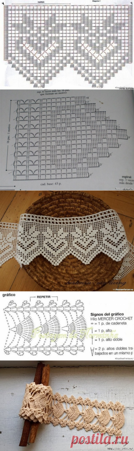 КАЙМА КРЮЧКОМ. Схемы | Вязание крючком для начинающих