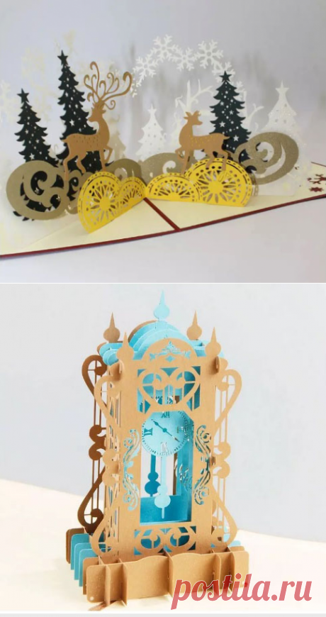 Новогодние 3D открытки в технике Pop UP - Домашний hand-made