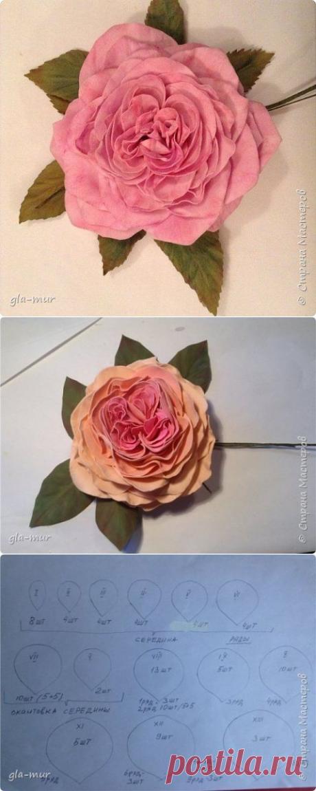 Пионовидная роза из фоамирана. МК от gla-mur