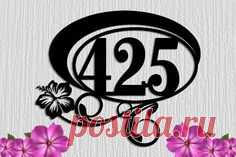 Hibiscus Flower Custom Metal Address Sign 2-3 Number Large House Numbers - Custom Steel Address Sign - Plaque Custom Sign Made in USA!
