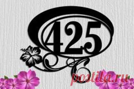 Hibiscus Flower Custom Metal Address Sign 2-3 Number Large House Numbers - Custom Steel Address Sign - Plaque Custom Sign Made in USA!