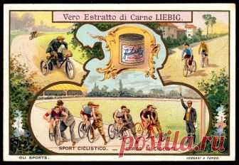 Liebig Tradecard S749 - Sporting Silhouettes, Cycling Liebig's Beef Extract 