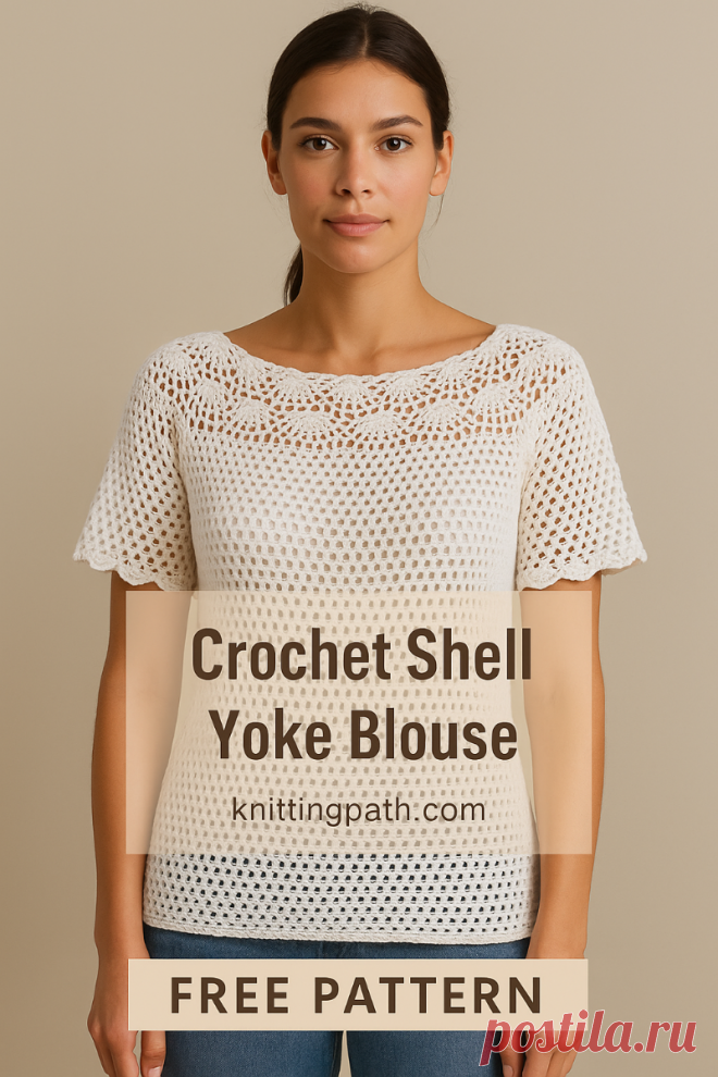 Crochet Shell Yoke Blouse