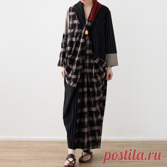 Women dress, Linen long dress, Loose fitting dress, Casual Maxi dress, Gown, Tunic Dress, Free shipping 【Fabric】  linen 【Color】 black 【Size】 Shoulder width 40cm / 16 Bust 118cm/ 46 Waist circumference 116cm / 45 Sleeve length 51cm / 20 Skirt length 125cm / 48  Have any questions please contact me and I will be happy to help you.