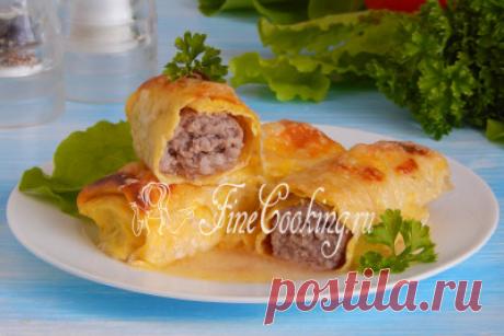 Рулетики из яичных блинчиков с мясной начинкой - рецепт с фото