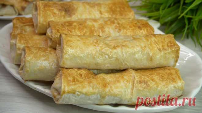 Трубочки из лаваша с вкусной начинкой, можно жарить на сковороде или выпекать в духовке. | Готовим с Калниной Натальей | Яндекс Дзен
